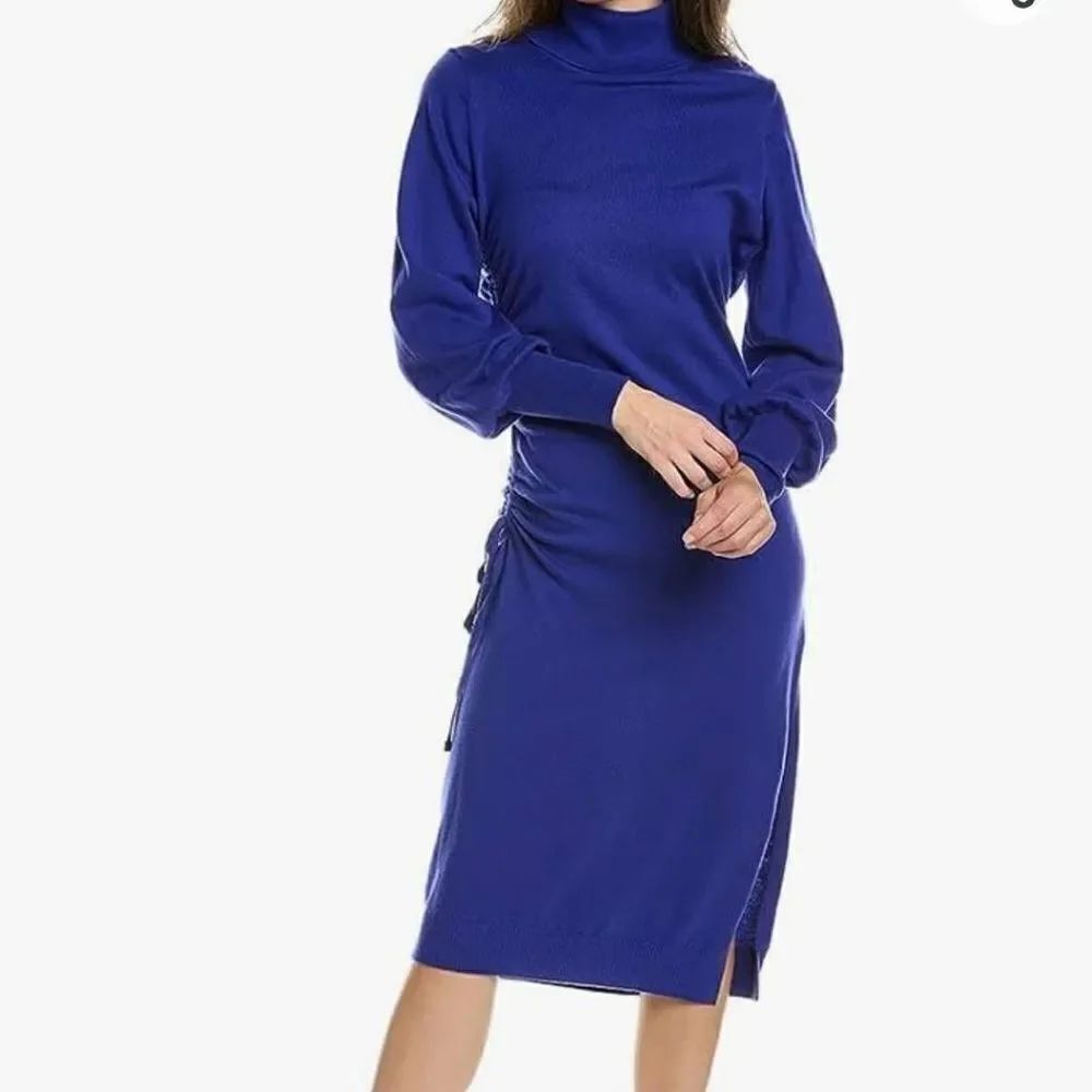 NWT Ted Baker Aavvaa blue Knitted Dress w/Rouched Side Detail sz 3 (L)